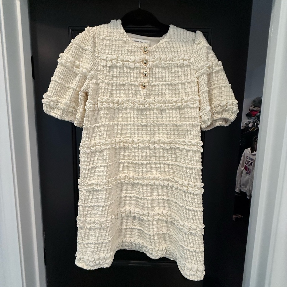 English Factory Cream Textured Dress